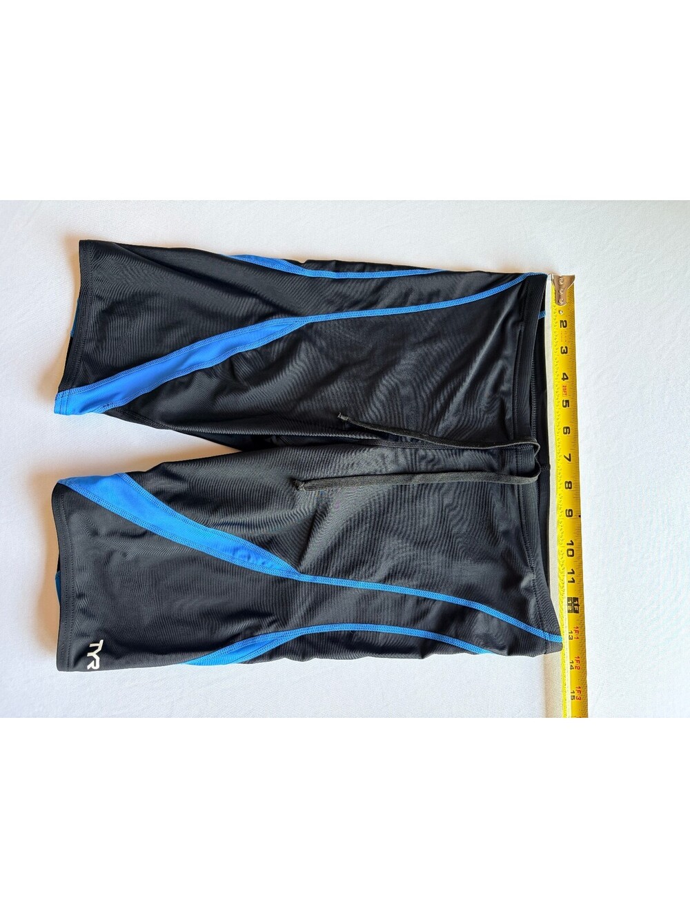 TYR Men's 34 Black Blue HexaCurve Splice Jammer Competition Swim Shorts